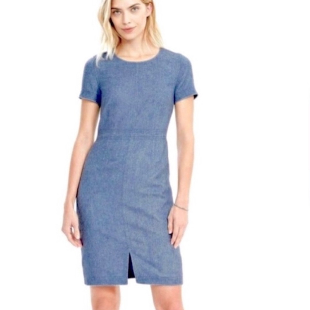 Banana Republic Blue Short-Sleeve Sheath Dress